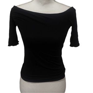 FREE PEOPLE WE THE FREE OFF THE SHOULDER BLACK TOP